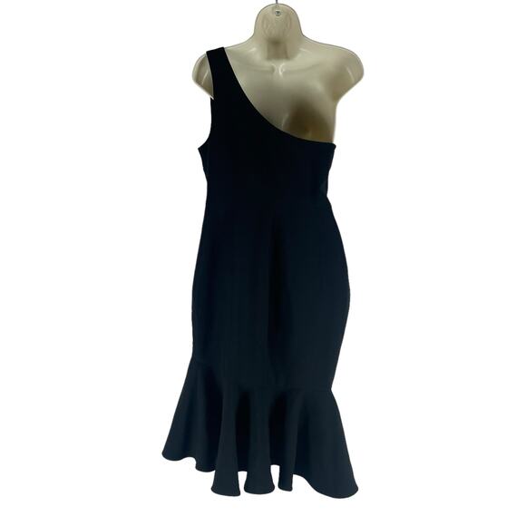 Likely Rollins One Shoulder Flounce Hem Black Cocktail Dress Size 8 - Picture 6 of 8